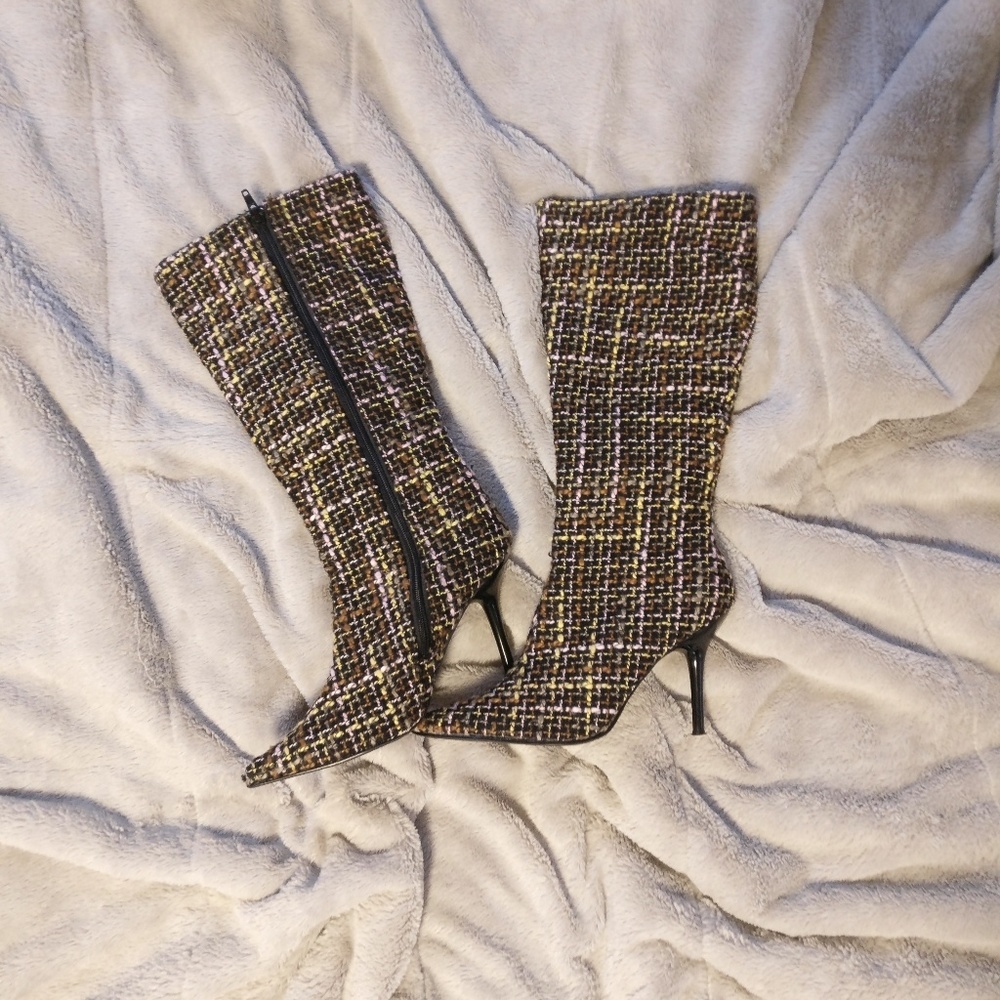 Wild Rose Multi-Color Tweed Boots Size 6